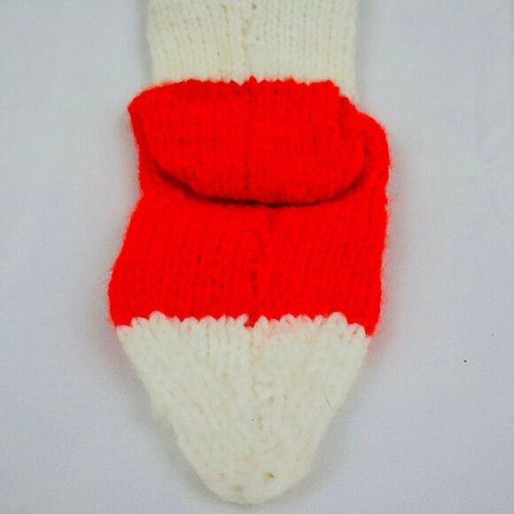 VTG Knitted Rudolph Stocking "Luv" Red Nose Reindeer Christmas Holly Handmade - Picture 7 of 7